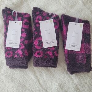 Auden Plush Crew Socks in Dark Purple & Magenta - 3-Pack